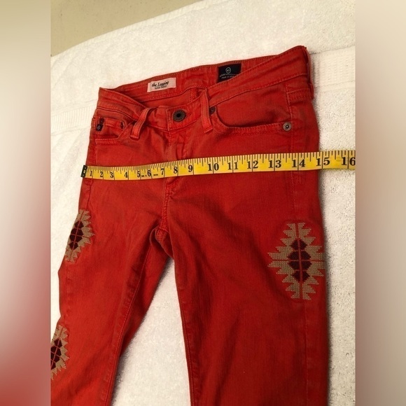 AG Adriano Goldschmied Super Skinny Legging Santa Fe Embroidered Orange Jeans 25 - Picture 11 of 15